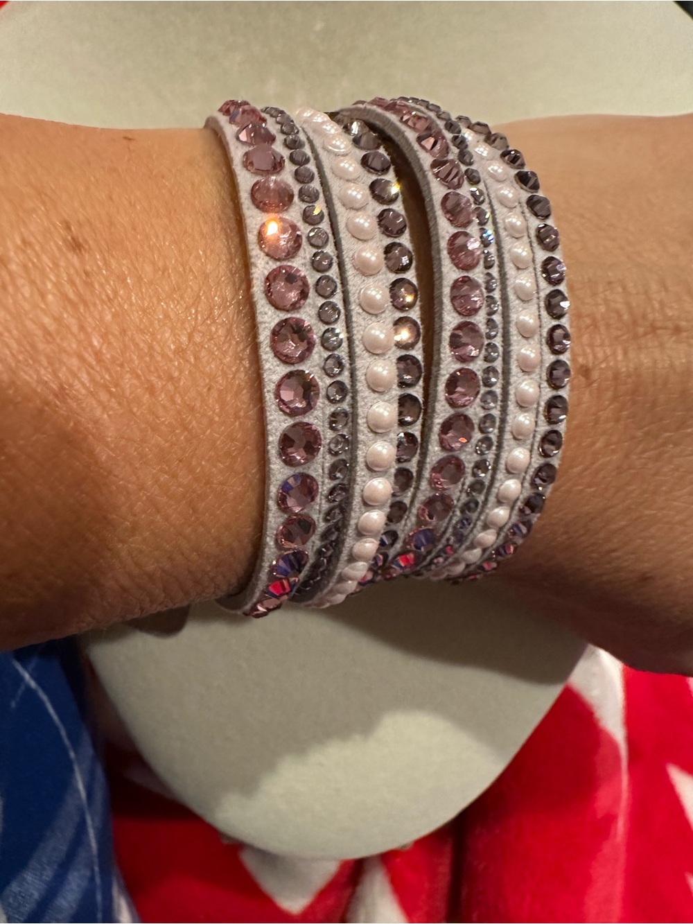 Swarovski Lilac and Blush Crystal Wrap Bracelet